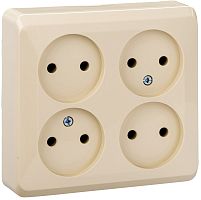 Розетка без заземления накладная Systeme Electric Этюд 4-м. кремовый картинка